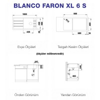Blanco FARON XL 6 S Granit Evye, Alu Metallic, 1 Hazne, Damlalıklı - Thumbnail