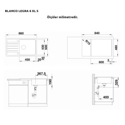 Blanco Legra XL 6S Antrasit Evye , Mida Krom Armatür Seti