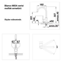 Blanco MIDA Evye Armatürü, Alu Metalic renk - Thumbnail