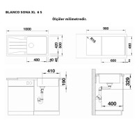Blanco Sona XL 6S Granit Evye, Alumetalik - Thumbnail