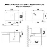 Blanco SUBLINE 700 U Level Evye, Antrasit, LINUS-S Antrasit Evye Seti - Thumbnail