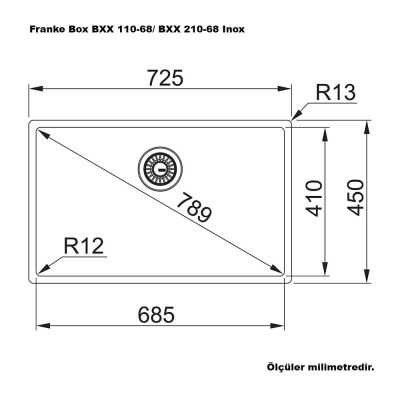 Franke Box BXX 210-68, 110-68 Paslanmaz Çelik Evye, 1 Hazne, Inox