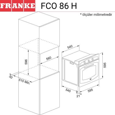 Franke FCO 86 H Ankastre Fırın, Krem, Classicline, 65 LT, 8 program