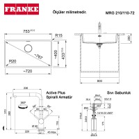 Franke MRG 210, 110-72 Üçlü Set, Bianco renk - Thumbnail