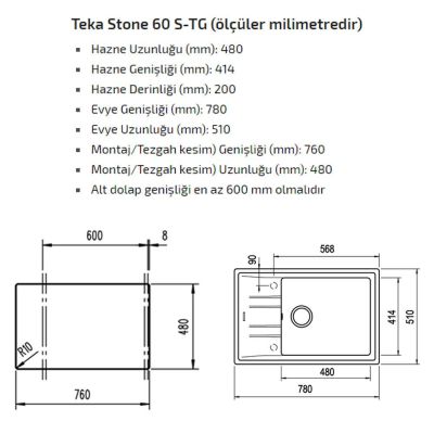 Teka STONE 60 S-TG AUTO WHITE Granit Evye